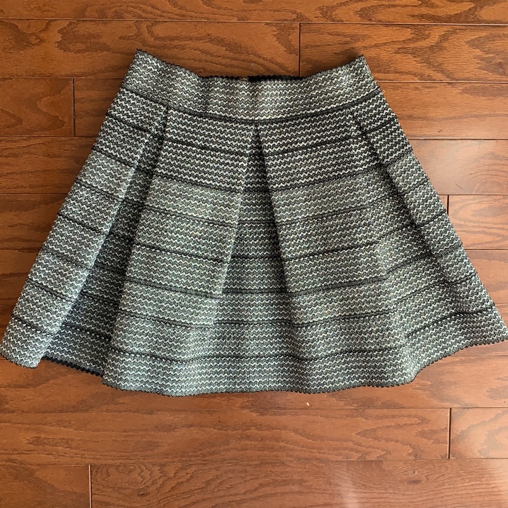 Design Lab Lord & Taylor Fit & Flare Mini Skirt Metallic Pleated Size Large